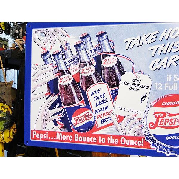 ペプシコーラ　ブリキ看板　（TAKE HOME THIS CARTON）　アメリカ雑貨　アメリカン雑貨　サインプレート　ティンサインボード　壁飾り | アメリカン レトロ | 01