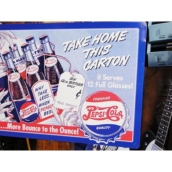 ペプシコーラ　ブリキ看板　（TAKE HOME THIS CARTON）　アメリカ雑貨　アメリカン雑貨　サインプレート　ティンサインボード　壁飾り | アメリカン レトロ | 02