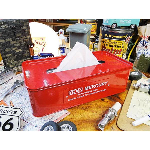 マーキュリー　ティッシュケース　（レッド）　■　アメリカン雑貨　アメリカ雑貨　MERCURY　男前　生活雑貨　ティッシュボックス | MERCURY