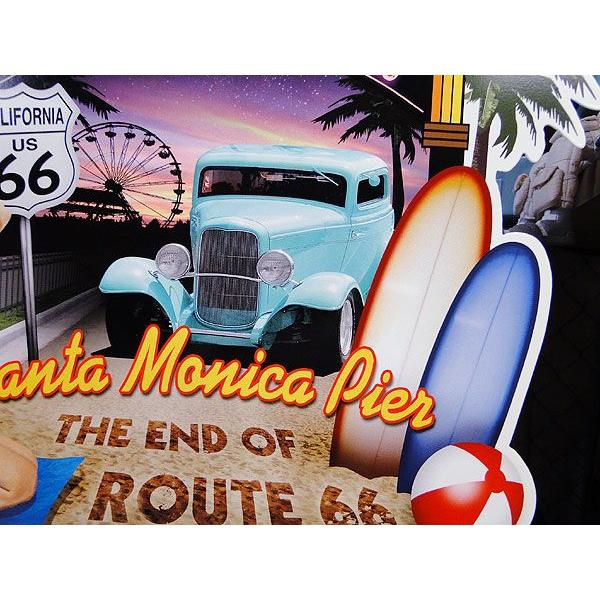 ルート66＆ピンナップガール　（サンタモニカ）　U.S.ヘヴィースチールサイン　アメリカ雑貨　アメリカン雑貨　サインプレート | アメリカン レトロ | 02