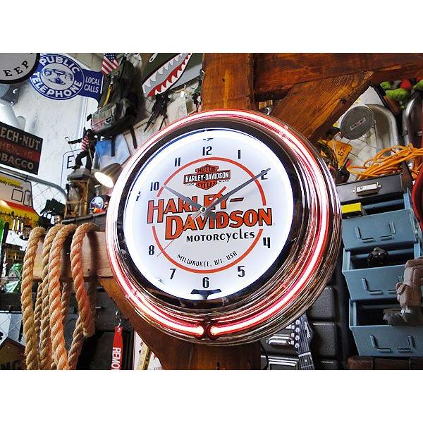 【即納】【在庫あり】 ハーレーダビッドソン モーターサイクル　ダブルネオンクロック ■ アメリカン雑貨 アメリカ雑貨 | Harley Davidson