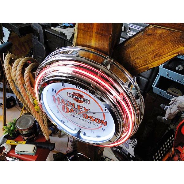 【即納】【在庫あり】 ハーレーダビッドソン モーターサイクル　ダブルネオンクロック ■ アメリカン雑貨 アメリカ雑貨 | Harley Davidson | 01