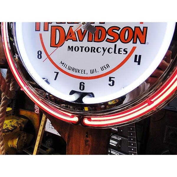 【即納】【在庫あり】 ハーレーダビッドソン モーターサイクル　ダブルネオンクロック ■ アメリカン雑貨 アメリカ雑貨 | Harley Davidson | 03