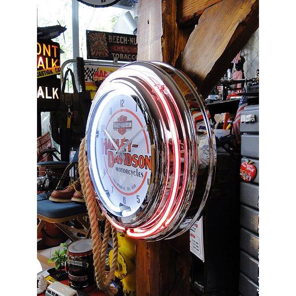 【即納】【在庫あり】 ハーレーダビッドソン モーターサイクル　ダブルネオンクロック ■ アメリカン雑貨 アメリカ雑貨 | Harley Davidson | 04
