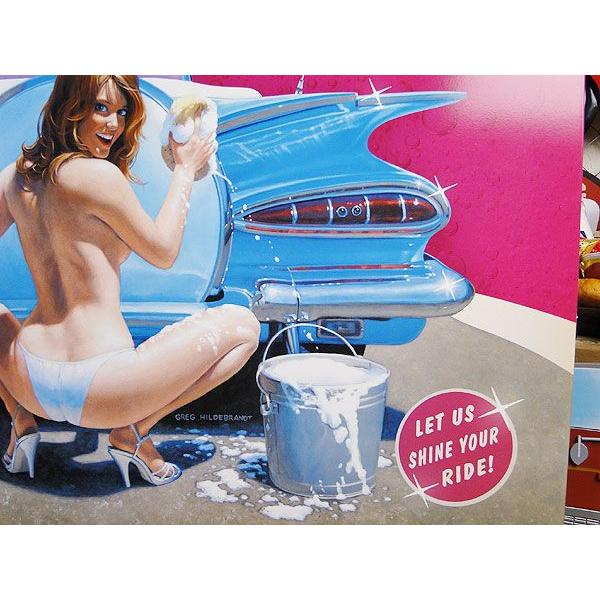 ド迫力！ 特大サイズ看板 カーウォッシュ　ピンナップガール　U.S.ヘヴィースチールサイン XXLサイズ アメリカ雑貨 | アメリカン レトロ | 03