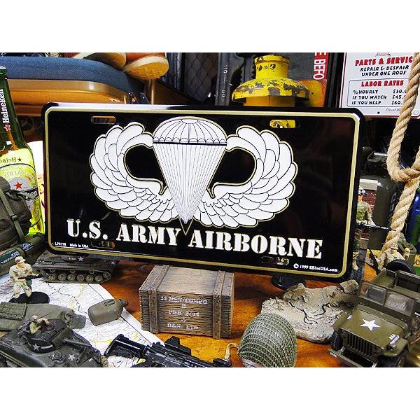 U.S.アーミーエアボーン　ミリタリーライセンスプレート　（白文字）　アメリカ雑貨　アメリカンな雑貨屋さん　ミリタリー | アメリカン レトロ