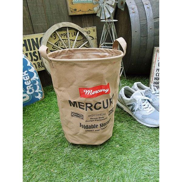マーキュリー　キャンバスバケツ　Mサイズ　（ブラウン）　■　アメリカン雑貨　アメリカ雑貨　MERCURY　ゴミ箱　収納　アウトドア　男前 | MERCURY