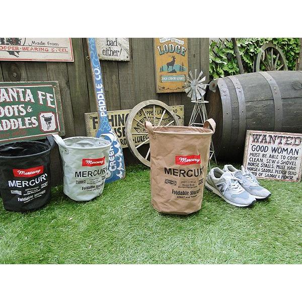 マーキュリー　キャンバスバケツ　Mサイズ　（ブラウン）　■　アメリカン雑貨　アメリカ雑貨　MERCURY　ゴミ箱　収納　アウトドア　男前 | MERCURY | 03