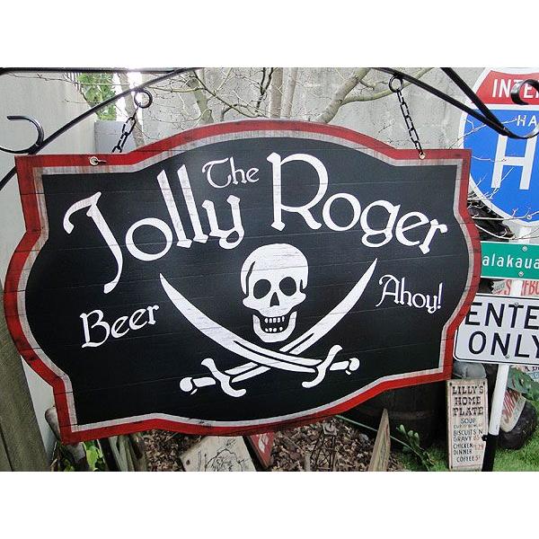 廃盤　希少　アメリカン雑貨　スカル＆クロスボーン 海賊　パブ看板　新品・未使用 海賊マーク ストアパブサイン （両面デザイン/アイアンフック付き