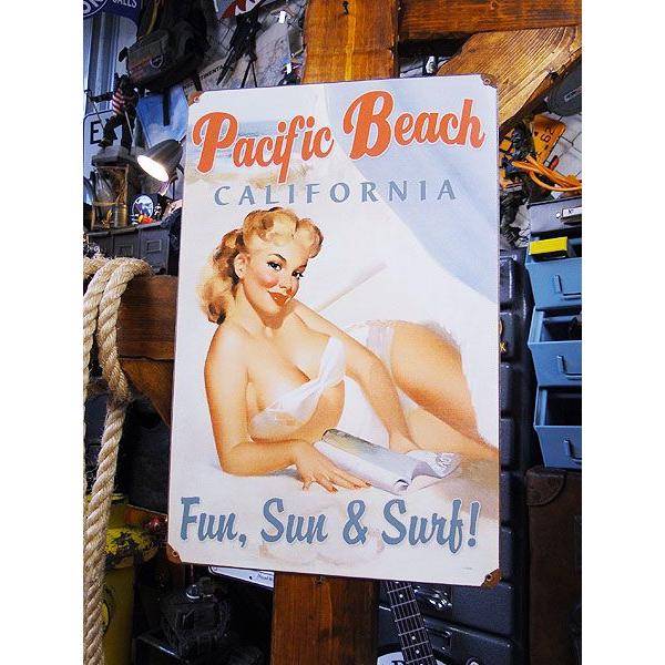 ピンナップガール　パシフィックビーチ　U.S.ヘヴィースチールサイン アメリカ雑貨 アメリカン雑貨 | アメリカン レトロ