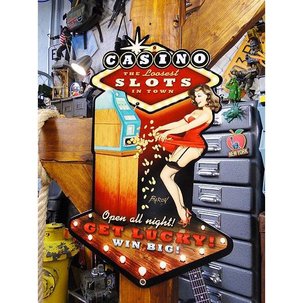 カジノ　スロットガール　U.S.ヘヴィースチールサイン アメリカ雑貨 アメリカン雑貨 サインプレート ティンサインボード インテリア | アメリカン レトロ