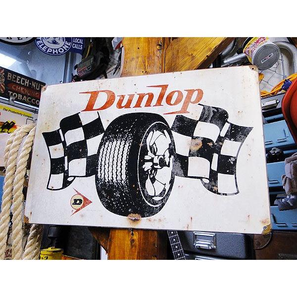 ダンロップ　チェッカーフラッグ　U.S.ヘヴィースチールサイン アメリカ雑貨 アメリカン雑貨 サインプレート ティンサインボード | アメリカン レトロ