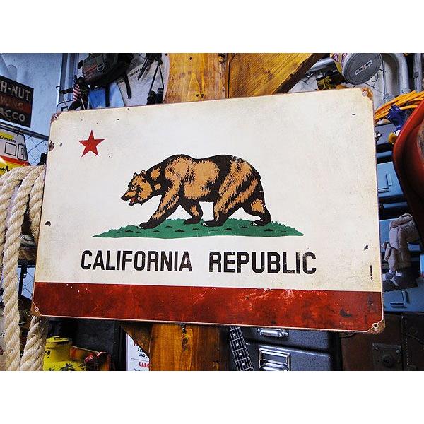 お気にいる カリフォルニア州旗のU.S.ヘヴィースチールサイン アメリカ雑貨 日本未発売 アメリカン雑貨