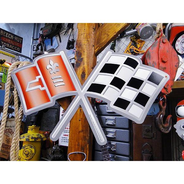 シボレー・クロスフラッグのU.S.ヘヴィースチールサイン アメリカ雑貨 アメリカン雑貨 サインプレート ティンサインボード | アメリカン レトロ