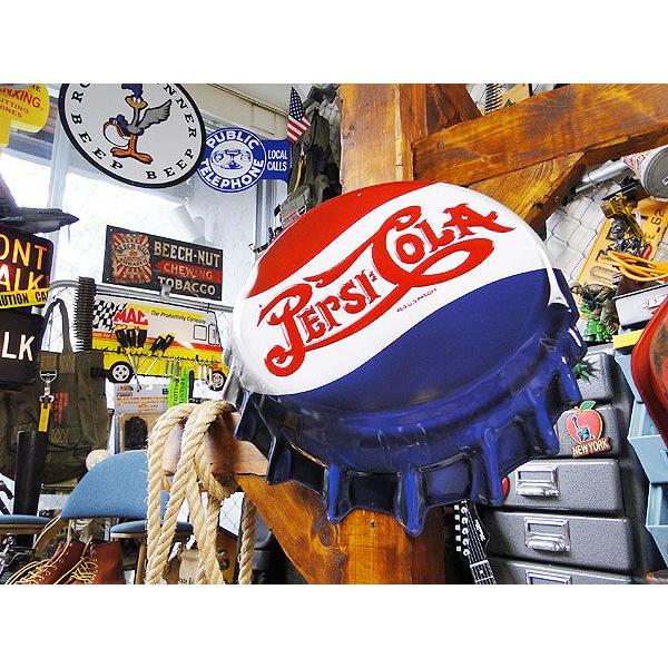 ペプシ　エンボスティンサイン ボトルキャップ　ダイカット アメリカ雑貨 アメリカン雑貨 サインプレート ティンサインボード インテリア |  | 02