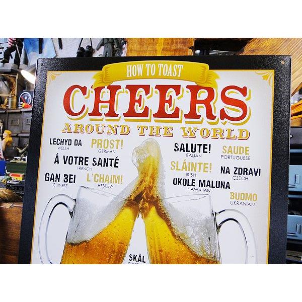 世界のカンパーイの言葉を集めた　ブリキ看板　■ アメリカン雑貨 アメリカ雑貨 |  | 01