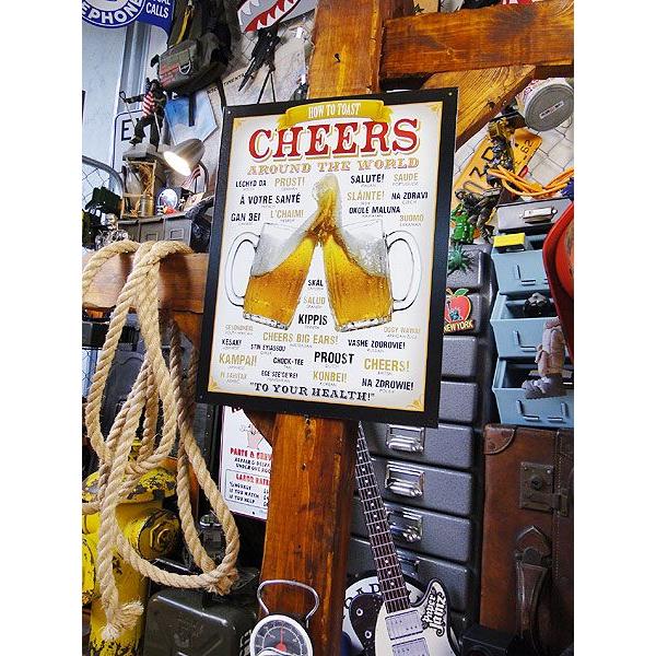 世界のカンパーイの言葉を集めた　ブリキ看板　■ アメリカン雑貨 アメリカ雑貨 |  | 03