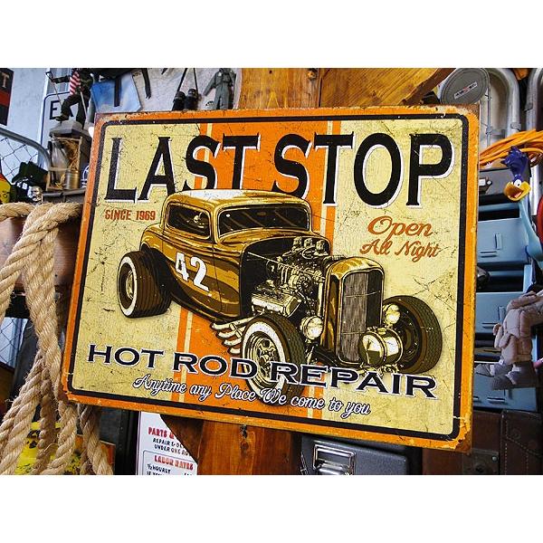 ラストストップ　ホットロッド・リペア　ブリキ看板　■ アメリカン雑貨 アメリカ雑貨 | 