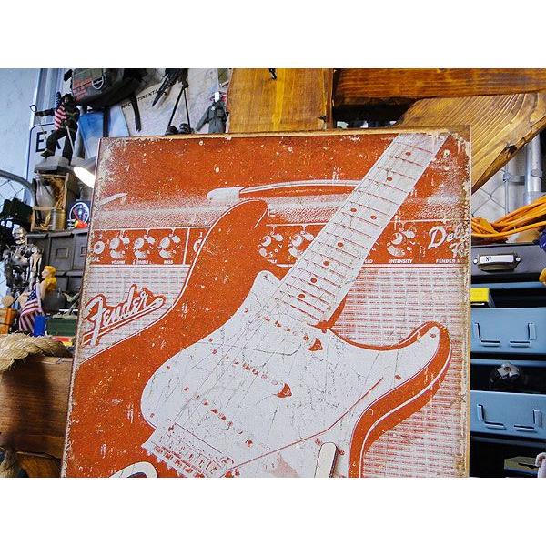 フェンダー　ブリキ看板　（ギター＆アンプ）　アメリカ雑貨　アメリカン雑貨　サインプレート　ティンサインボード　インテリア　壁飾り | アメリカン レトロ | 01