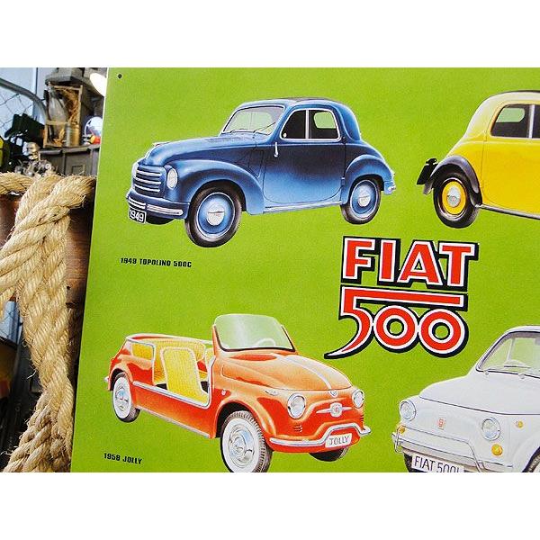フィアット500 チンクエチェント 歴代モデル　ブリキ看板 アメリカ雑貨 アメリカン サインプレート ティンサインボード インテリア 壁飾り | アメリカン レトロ | 01