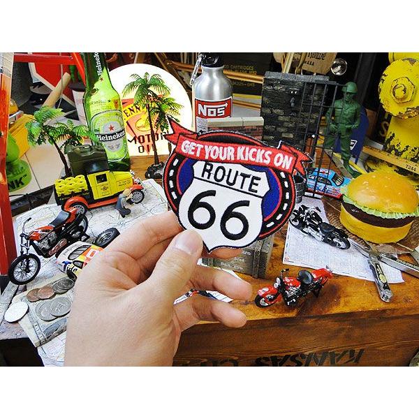 ルート66　ワッペン　（GET YOUR KICKS ON）　アメリカ雑貨　アメリカン雑貨　アイロン　キャラクター　ファッション　ロゴ　おしゃれ | アメリカン レトロ | 01