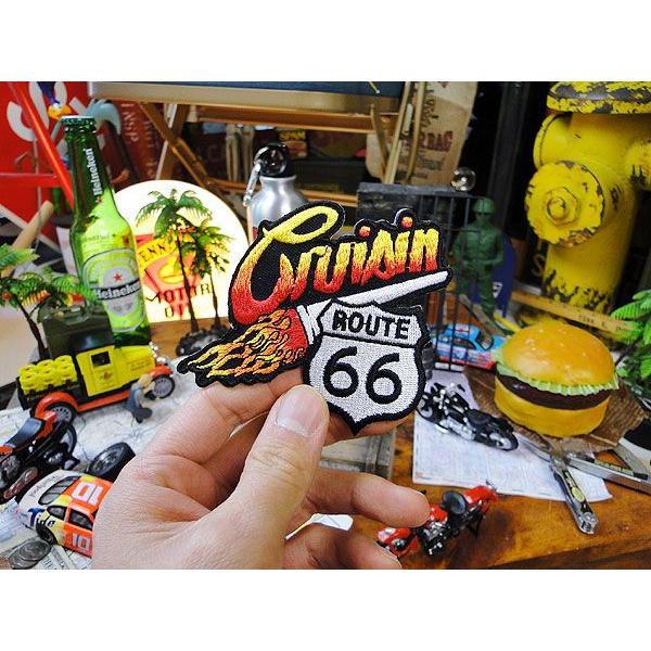 ルート66　ワッペン　（クルージン）　アメリカ雑貨　アメリカン雑貨　アイロン　キャラクター　ファッション　ロゴ　おしゃれ　ミニ | アメリカン レトロ | 01