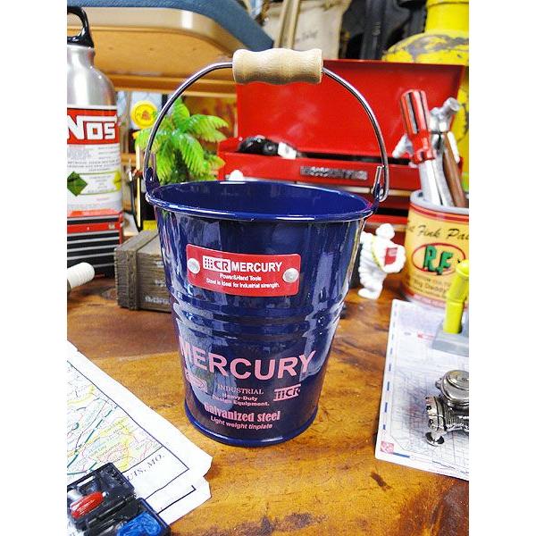 マーキュリーミニバケツ　（ネイビー）　■　アメリカン雑貨　アメリカ雑貨　MERCURY　おしゃれ　男前　生活雑貨　小物入れ　ペンスタンド | MERCURY