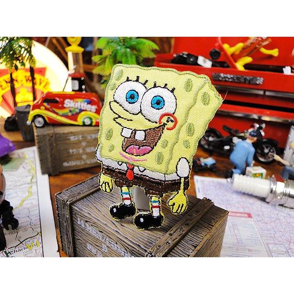 キャラクターワッペン スポンジボブ アメリカ雑貨 アメリカン雑貨 キャラクター アメキャラ アイロン ミニ ファッション 大人気の