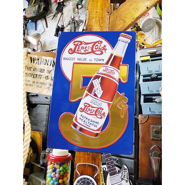 ペプシコーラ ゴールド　5セント　エンボス　ティンサイン アメリカ雑貨 アメリカン雑貨 サインプレート | 