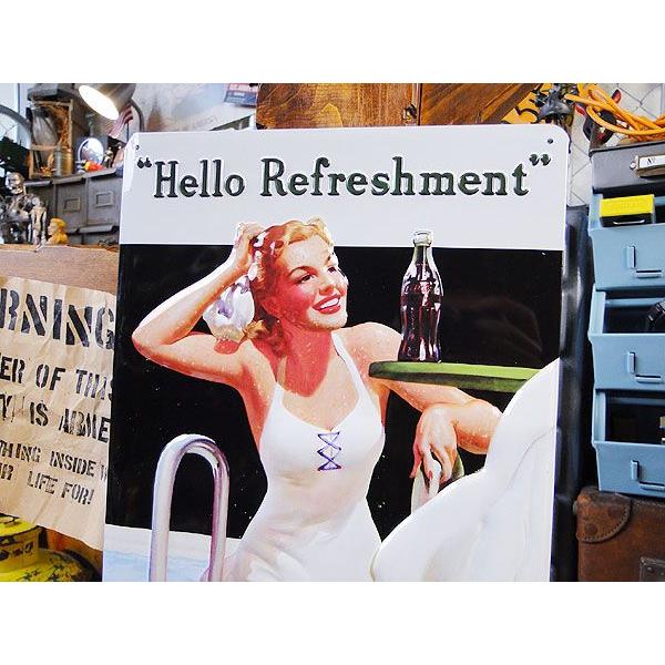 コカ・コーラブランド ハロービューティー　エンボス・ティンサイン アメリカ雑貨 アメリカン雑貨 サインプレート ティンサインボード | Coca Cola | 01