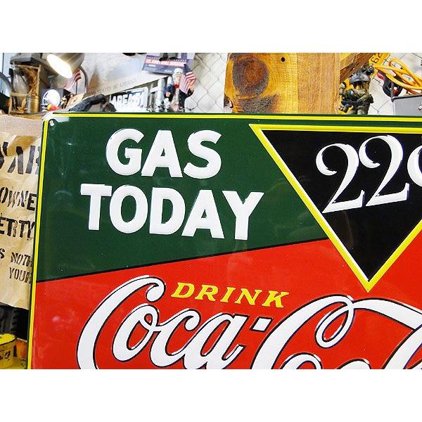 コカ・コーラブランド ガス・トゥデイ　エンボス・ティンサイン アメリカ雑貨 アメリカン雑貨 サインプレート ティンサインボード | Coca Cola | 01