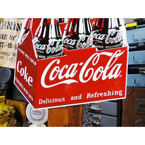 コカ・コーラブランド 6パックカートンボックス　エンボス・ティンサイン アメリカ雑貨 アメリカン雑貨 サインプレート ティンサインボード | Coca Cola | 02