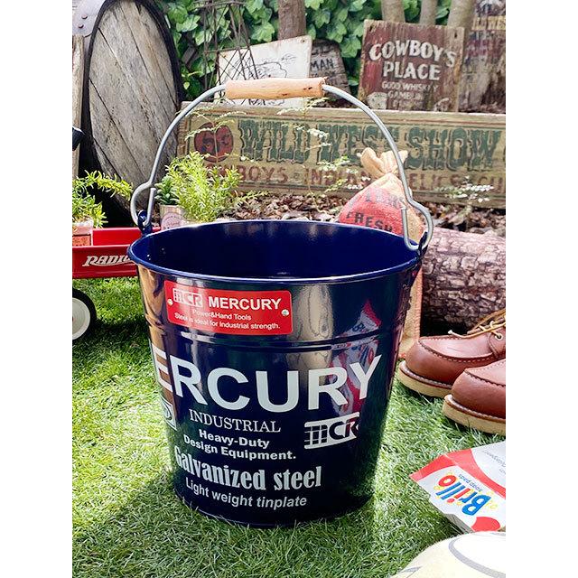 MERCURY ネイビー金属製バケツ 約10L MERCURY（マーキュリー） マーキュリーバケツ レギュラーサイズ 10L