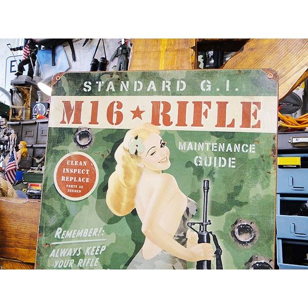 ピンナップガール＆M16ライフル　U.S.ヘヴィースチールサイン アメリカ雑貨 アメリカン雑貨 | アメリカン レトロ | 01