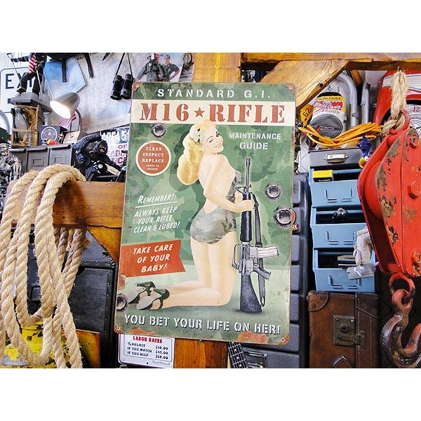 ピンナップガール＆M16ライフル　U.S.ヘヴィースチールサイン アメリカ雑貨 アメリカン雑貨 | アメリカン レトロ | 03