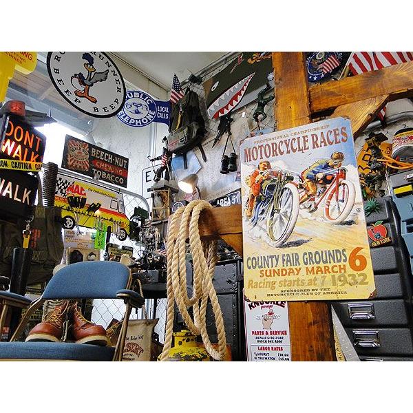 レア　アメリカ大陸横断鉄道　ホーローサインプレート　アンティーク アメリカン レトロ サンデー モーターサイクルレース U.S.
