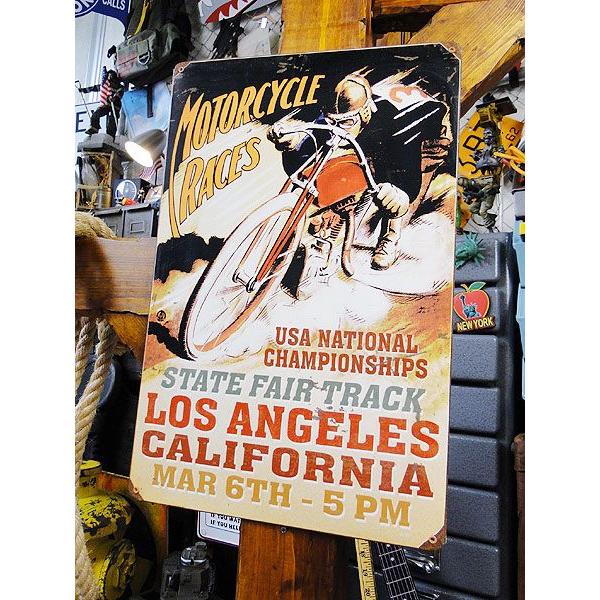 モーターサイクルレース　カリフォルニア　U.S.ヘヴィースチールサイン アメリカ雑貨 アメリカン雑貨 サインプレート | アメリカン レトロ