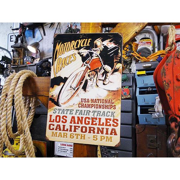 モーターサイクルレース　カリフォルニア　U.S.ヘヴィースチールサイン アメリカ雑貨 アメリカン雑貨 サインプレート | アメリカン レトロ | 03