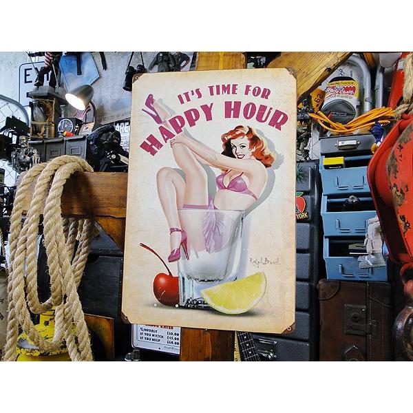 ハッピーアワー　U.S.ヘヴィースチールサイン　（ピンナップガール）　アメリカ雑貨　アメリカン雑貨　サインプレート　ティンサインボード |  | 03
