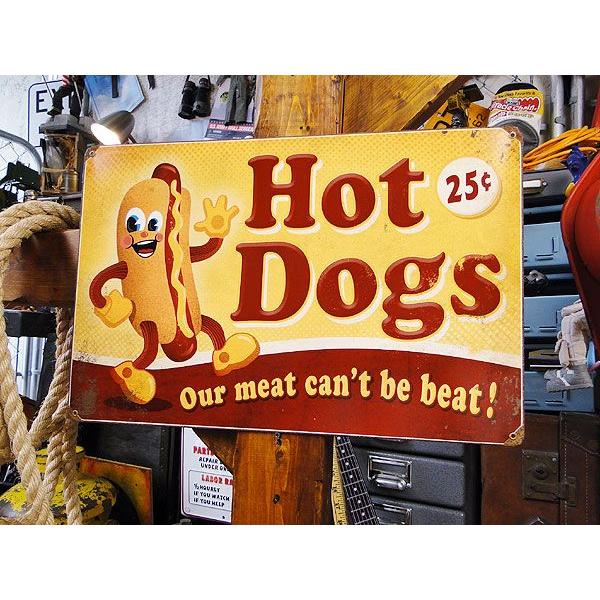 ★稀少な絶盤品★ ファーストフードブラザーズ　U.S.ヘヴィースチールサイン　（ホットドッグ/レクタングル）　アメリカン雑貨　プレート | アメリカン レトロ