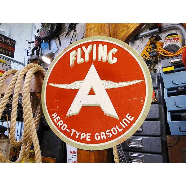 アメリカンオイルメーカー　U.S.ヘヴィースチールサイン　（フライングエースガソリン）　アメリカ雑貨　アメリカン雑貨　インテリア | アメリカン レトロ