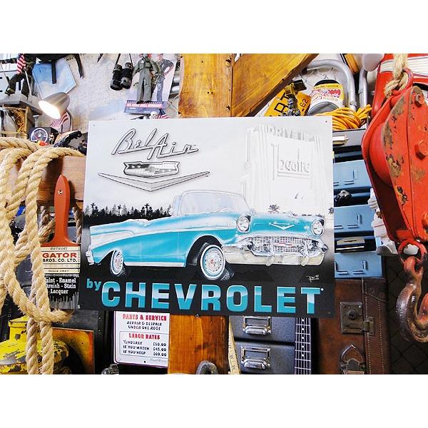 シボレー　1957年　ベルエア　ブリキ看板　■ アメリカン雑貨 アメリカ雑貨 | Chevy | 03