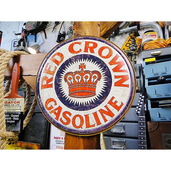 レッドクラウンガソリン　ラウンド　ブリキ看板　■ アメリカン雑貨 アメリカ雑貨 | 