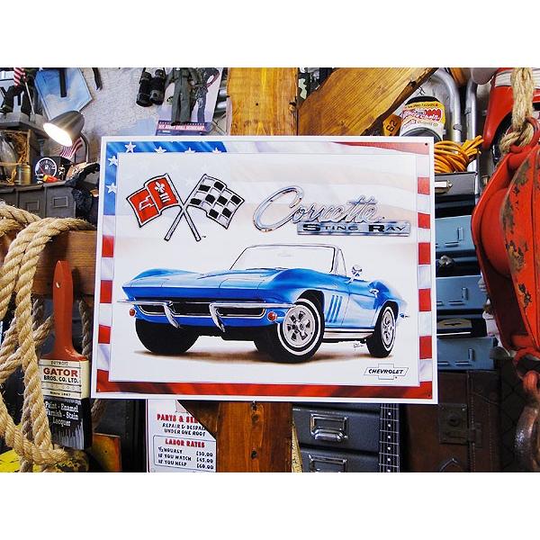 65年シボレー　コルベット　スティングレイ　ブリキ看板 アメリカ雑貨 アメリカン雑貨 サインプレート ティンサインボード | Chevy | 03