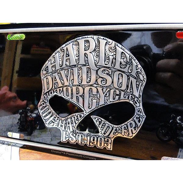 ハーレーダビッドソン　ライセンスプレート　（スカル＆ロゴ）　アメリカ雑貨　インテリア　グッズ　雑貨　インテリア　壁飾り　小物　通販 | Harley Davidson | 01