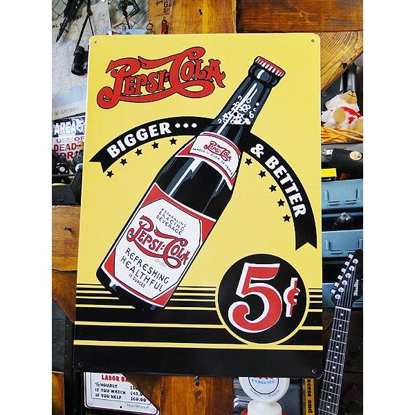 ペプシコーラ　ブリキ看板　(5セント　イエロー)　アメリカン雑貨　アメリカ雑貨　グッズ | アメリカン レトロ