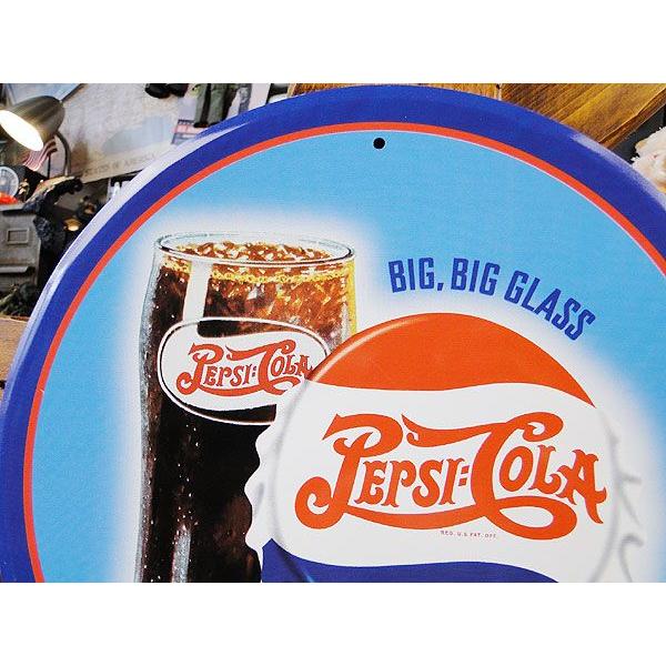 ペプシコーラ BIG BIG GLASS　ラウンド　ブリキ看板 アメリカ雑貨 アメリカン雑貨 サインプレート 壁掛け ブランド | アメリカン レトロ | 01