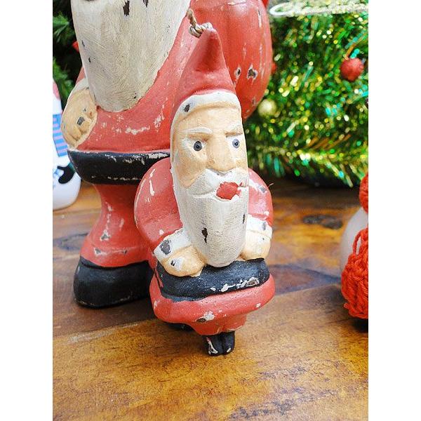 木彫り アンティーク クリスマスデコレーション （4体セット 