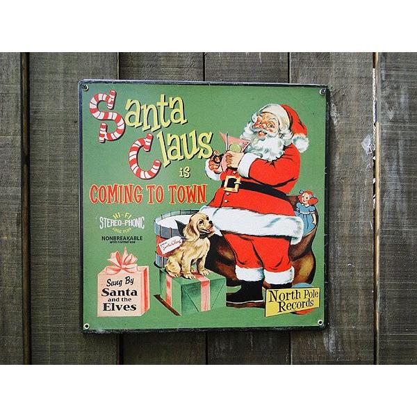 クリスマス　U.S.ヘヴィースチールサイン　（サンタが街にやって来た）　アメリカン雑貨　アメリカ雑貨 | アメリカン レトロ