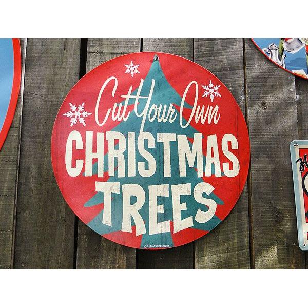 クリスマス　U.S.ヘヴィースチールサイン　（クリスマスツリー・ラウンド/Mサイズ）　アメリカン雑貨　アメリカ雑貨 | アメリカン レトロ